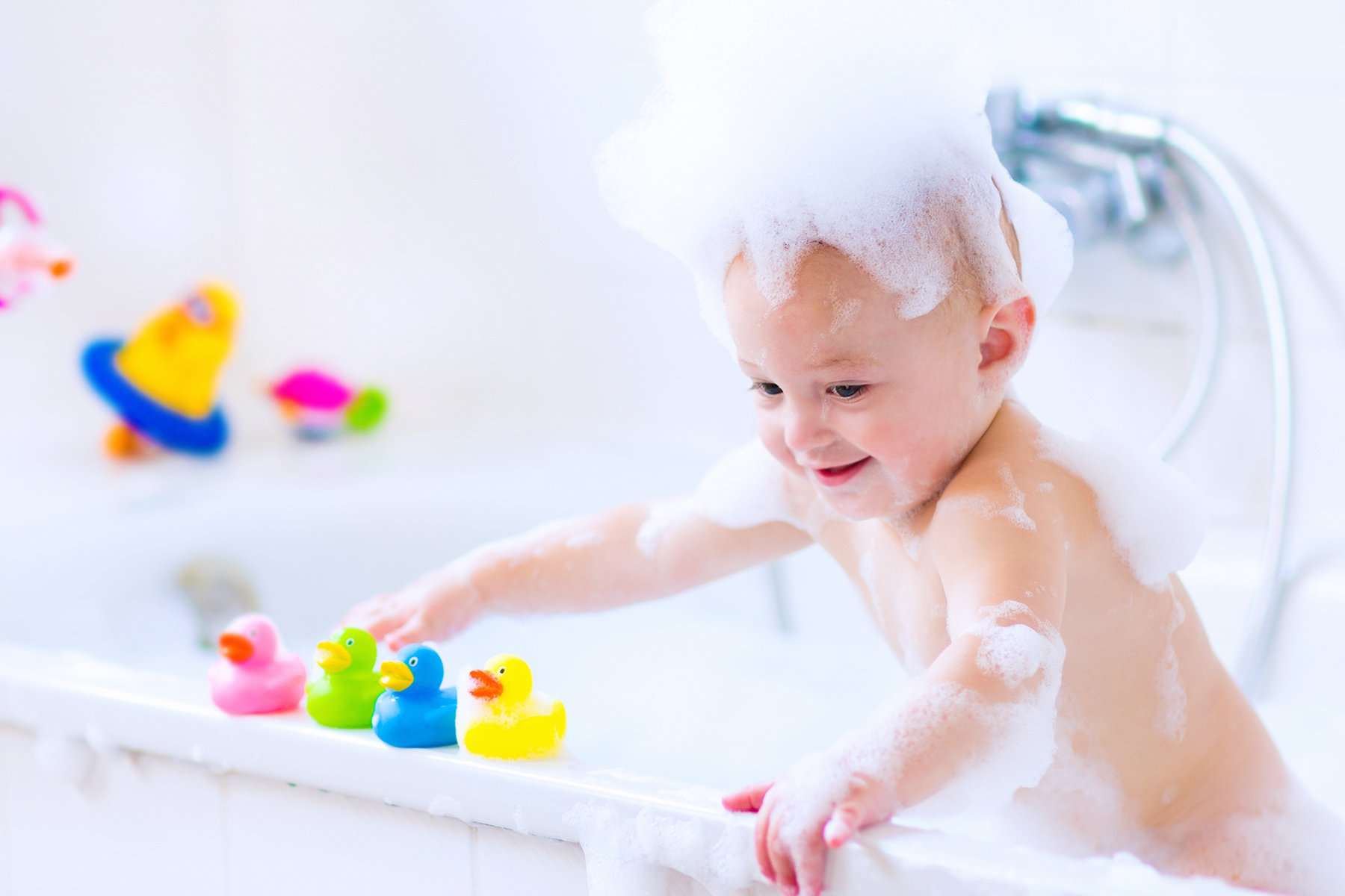 baby in a bath toy