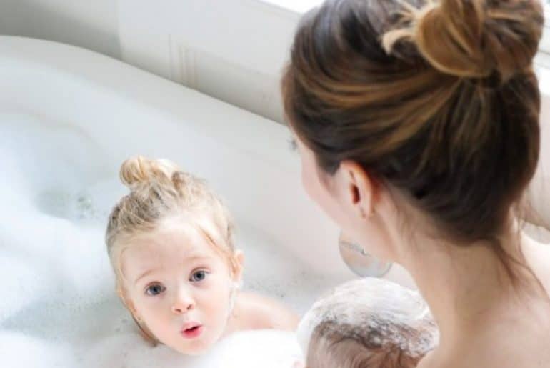 bath with mom