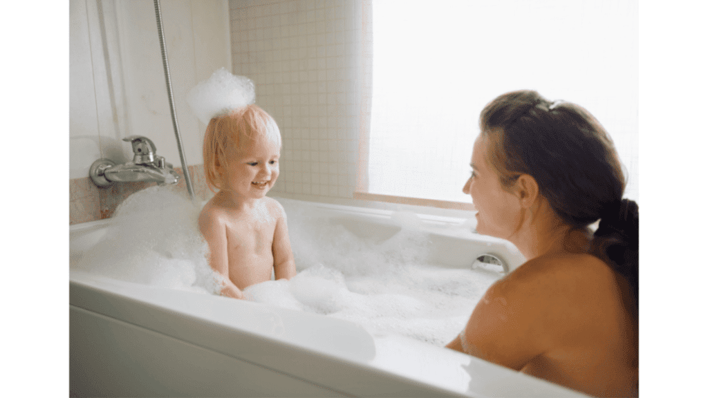 Mother-taking-bath-with-baby