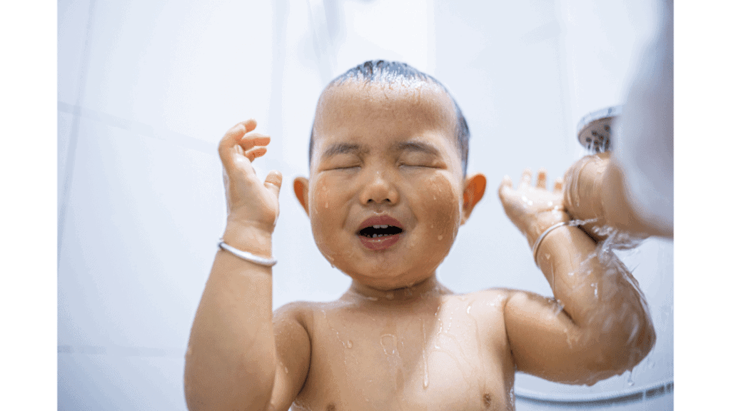 Baby-taking-shower