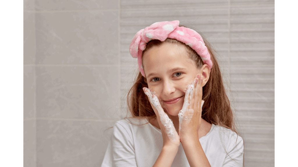 Girl-washing-face-with-soap
