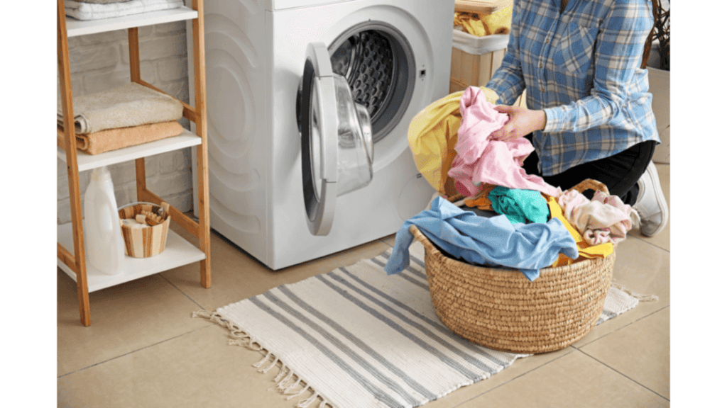 Washing clothes in washer